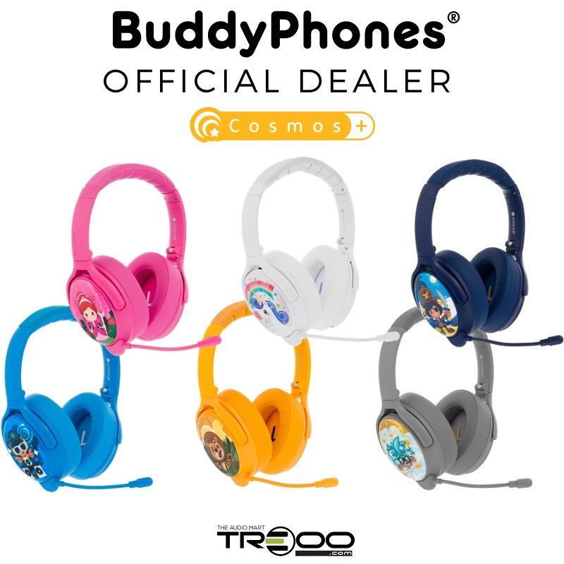 BuddyPhones Cosmos+ Wireless Bluetooth Noise-Cancelling Over-Ear Headphone with Mic for Kids