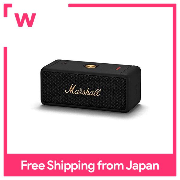 Marshall Wireless Portable Waterproof Speaker Emberton Black & Brass Continuous Playback 20 Hours / IPX7 Waterproof / Small / Fast Charge