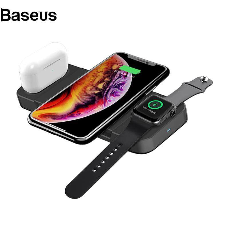 Baseus H12 Foldable 3 in 1 Wireless Charger Station 15W Fast Charging Stand Holder for iPhone/Apple Watch/Earphone