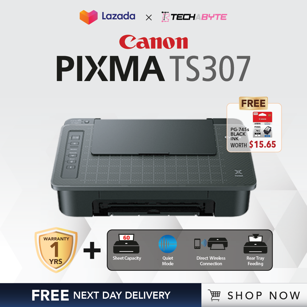 Canon PIXMA TS307 | Wireless Printer with Easy Smartphone Copying (FREE NEXT DAY DELIVERY)