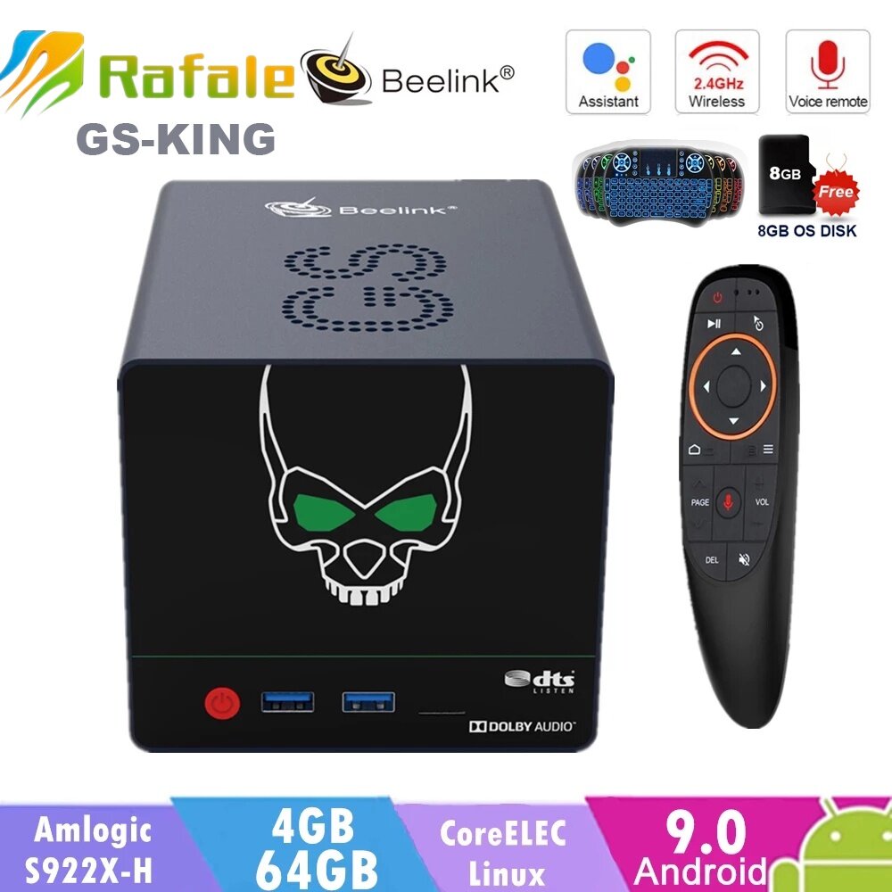 Beelink GS-KING X Amlogic S922X-H Smart Android 9.0 TVBox 4GB DDR4 64GB ROM Dolby Audio Media Player