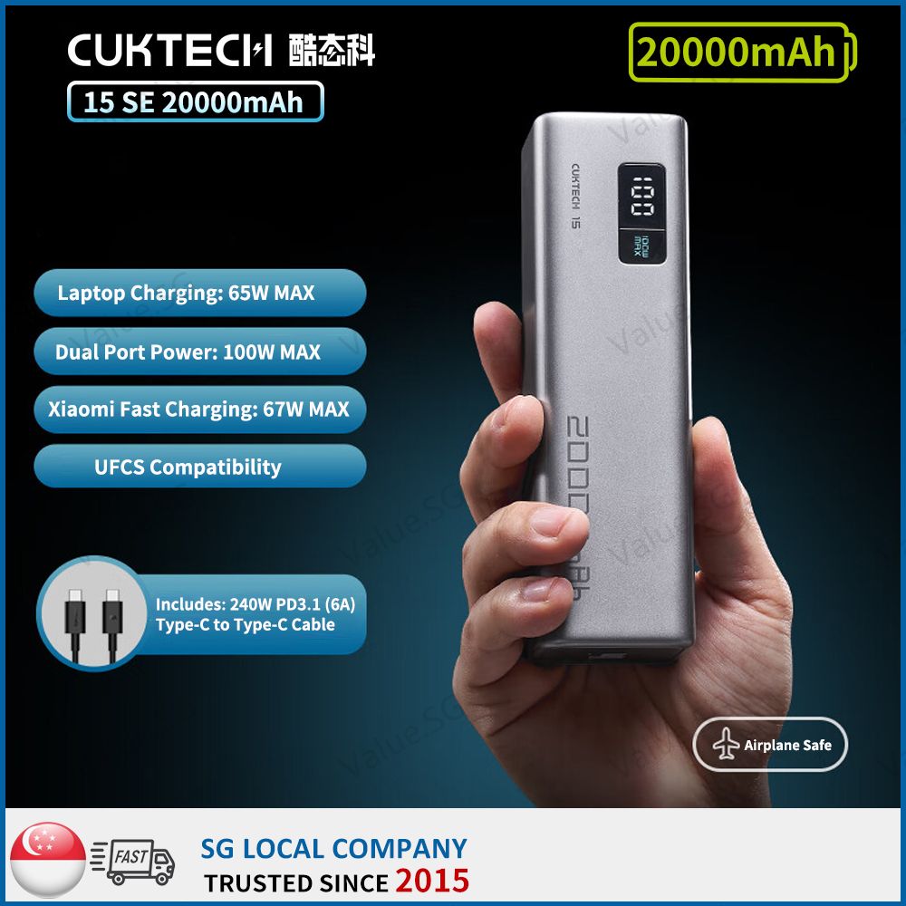 【Ready Stock and Ship in 0-1 Day】CUKTECH / ZMI 15SE 100W Max Powerbank/Power Bank/ Can Charge Most Laptops/ 1 Year SG Warranty